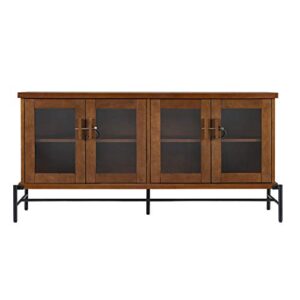 Furniture HotSpot Sideboard Buffet with Glass Doors - Credenza Storage Cabinet - Metal & Wood Construction