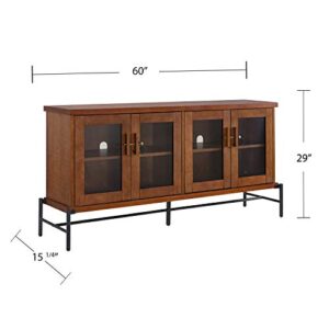 Furniture HotSpot Sideboard Buffet with Glass Doors - Credenza Storage Cabinet - Metal & Wood Construction