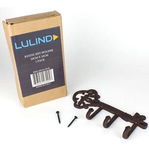 LULIND - Wall Mounted Rustic Key Holder (Vintage Cast Iron) (Rustic Brown)