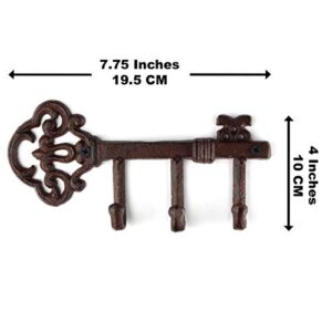 LULIND - Wall Mounted Rustic Key Holder (Vintage Cast Iron) (Rustic Brown)