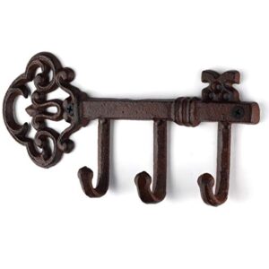 LULIND - Wall Mounted Rustic Key Holder (Vintage Cast Iron) (Rustic Brown)