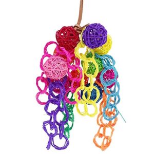 Bird Toys - Pet Bird Toys Leather Rope Colorful Rattan Balls Strings Parrot Bite Chew Toy - Quakers Lot Add Set Talk Sale Metal Red African Seagrass