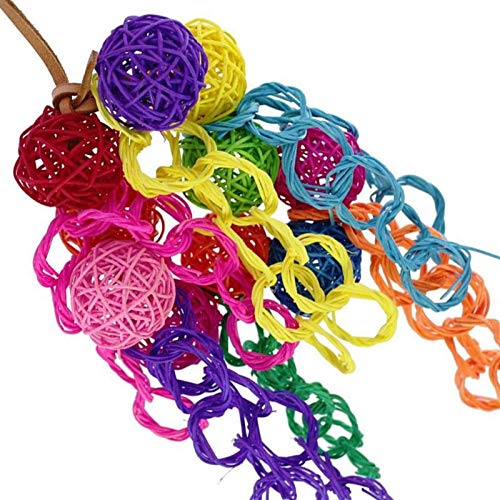 Bird Toys - Pet Bird Toys Leather Rope Colorful Rattan Balls Strings Parrot Bite Chew Toy - Quakers Lot Add Set Talk Sale Metal Red African Seagrass