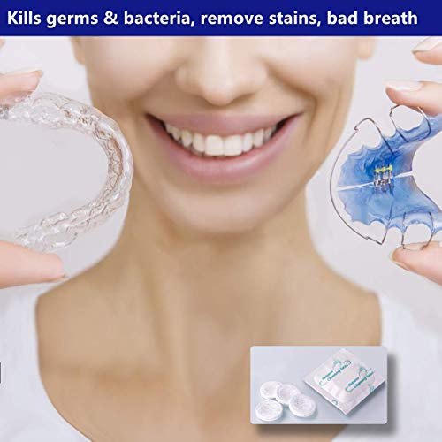 Retainer Cleaning Tablets 120 Tablets - 4 Months Supply, Mouth Guard Cleaner, Remove Stains and Bad Odor, Prevent Brace Discoloration, Mint Flavor