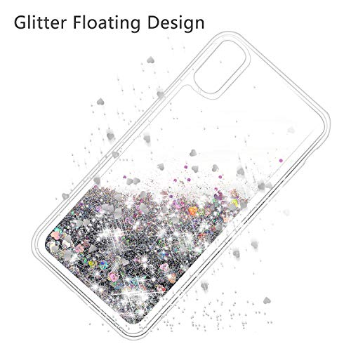for iPhone XR Case, WORLDMOM Double Layer Design Bling Flowing Liquid Floating Sparkle Colorful Glitter Waterfall TPU Protective Phone Case for Apple iPhone XR [6.1 Inch 2018], Silver
