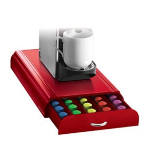 mind reader caps36-red 50 nespresso capsule, 24 capacity vertuoline coffee pod storage drawer organizer, one size, red 2