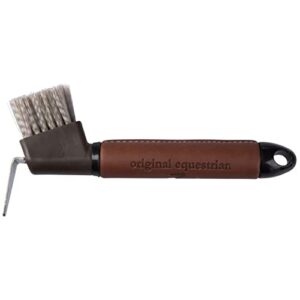 horze maddox leather handle hoof pick - dark brown - one size