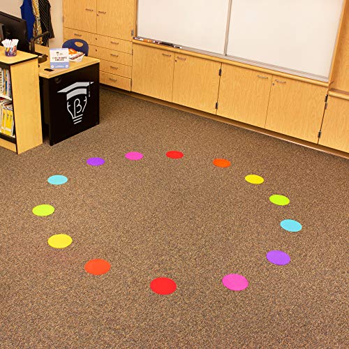 CLOVER DOTS, 7 inch Large Carpet Spot Circles, 35 Sitting Markers per Pack for Teachers and Children in Kindergarten and Preschool Classrooms, 7 Bright Colors