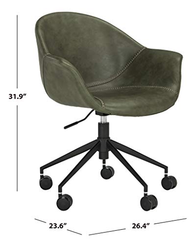 Safavieh Home Ember Green Faux Leather and Black Office Chair