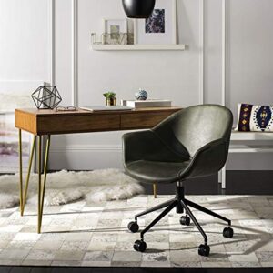 safavieh home ember green faux leather and black office chair