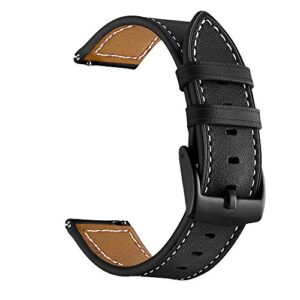 LDFAS Leather Band for Galaxy Watch 5 Pro 45mm/4 Classic 46mm 42mm Bands, 20mm Watch Strap Compatible for Samsung Galaxy Watch 5/4 40mm 44mm/Active 2/3 41mm Band, Black/Brown+Black (2 Pack)