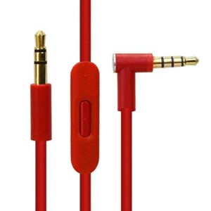 replacement audio cable cord wire with in-line mic audio extension cable and remote control compatible with beats by dr dre headphones solo/studio/pro/detox/wireless/mixr/executive/pill (red)
