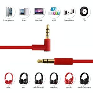 Replacement Audio Cable Cord Wire with in-line Mic Audio Extension Cable and Remote Control Compatible with Beats by Dr Dre Headphones Solo/Studio/Pro/Detox/Wireless/Mixr/Executive/Pill (Red)