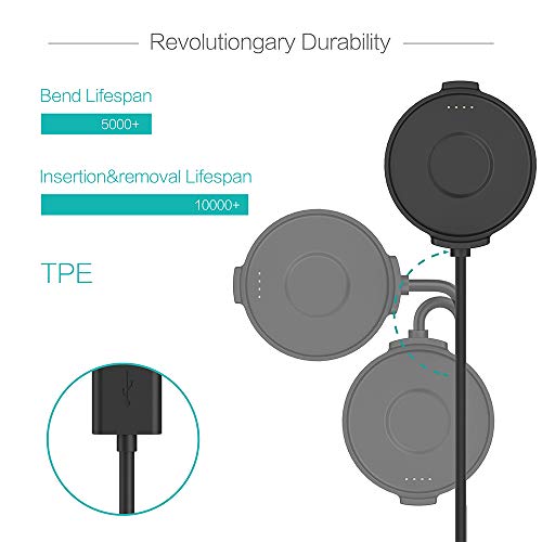 TUSITA Charger Compatible with TicWatch Pro 2020, Pro 4G LTE Smartwatch - USB Charging Cable Clip Cradle 3.3ft 100cm - Bluetooth Smart Watch Accessories