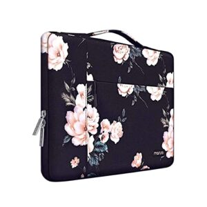 mosiso laptop sleeve compatible with macbook air 15 inch m2 a2941 2023/pro 16 2023-2019 m2 a2780 m1 a2485 a2141/pro retina 15, 15-15.6 inch notebook, polyester camellia multifunctional briefcase bag