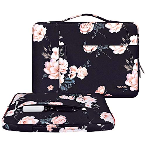 MOSISO Laptop Sleeve Compatible with MacBook Air 15 inch M2 A2941 2023/Pro 16 2023-2019 M2 A2780 M1 A2485 A2141/Pro Retina 15, 15-15.6 inch Notebook, Polyester Camellia Multifunctional Briefcase Bag