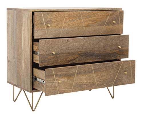 Safavieh Home Marigold Modern Natural and Brass 3-drawer Chest