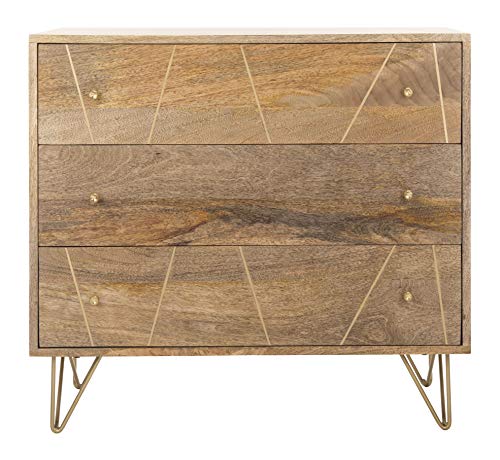 Safavieh Home Marigold Modern Natural and Brass 3-drawer Chest