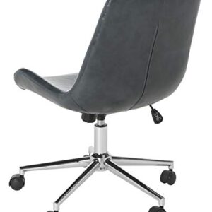 SAFAVIEH Home Collection Fletcher Dark Grey Faux Leather/ Chrome Swivel Adjustable Height Office Desk Chair