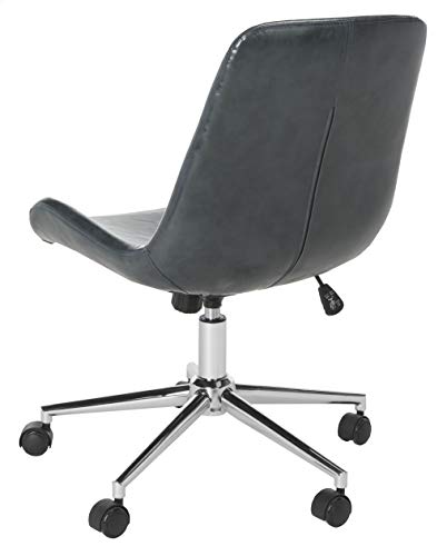 SAFAVIEH Home Collection Fletcher Dark Grey Faux Leather/ Chrome Swivel Adjustable Height Office Desk Chair