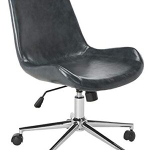 SAFAVIEH Home Collection Fletcher Dark Grey Faux Leather/ Chrome Swivel Adjustable Height Office Desk Chair