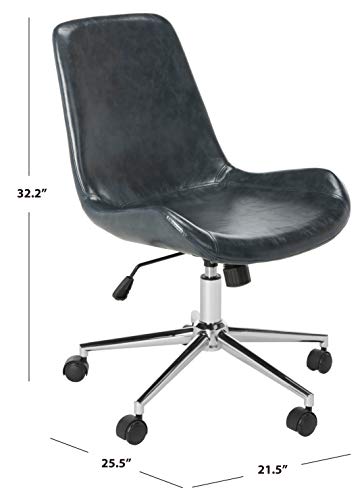 SAFAVIEH Home Collection Fletcher Dark Grey Faux Leather/ Chrome Swivel Adjustable Height Office Desk Chair