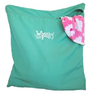 wheeky pets laundry helper, laundry bag for pet beds, fleece, c&c cage liners, midwest cage liners and more, for guinea pigs, rabbits and small pets, green/white, size 29” w x 31” l