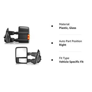 Perfit Zone Towing Mirrors Replacement Fit for 2008-2016 F-250 F-350 F-450 F-550 SUPER DUTY,POWER HEATED W/SMOKE SIGNAL,BLACK (PAIR SET)