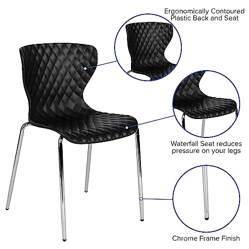 Flash Furniture Lowell Contemporary Design Black Plastic Stack Chair