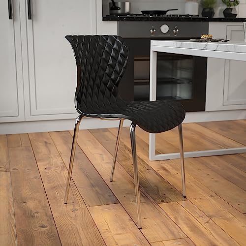 Flash Furniture Lowell Contemporary Design Black Plastic Stack Chair