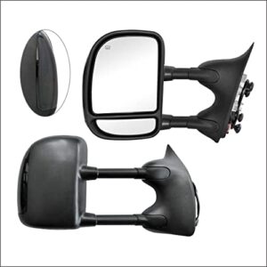 perfit zone towing mirrors replacement fit for 1999-2007 f-250 f-350 f-450 f-550 super duty, power heated,w/smoke signal,black (pair set)