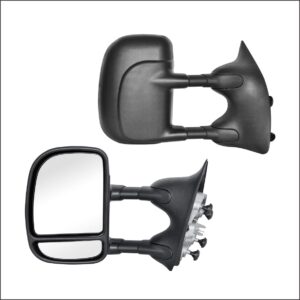 perfit zone towing mirrors replacement fit for 1999-2007 f-250 f-350 f-450 f-550 super duty, manual,w/o heated,w/o signal,black (pair set)