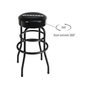 WORKPRO Shop Stool Bar Stool with Padded Swivel Shop Seat, Black, W112012A