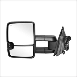 Perfit Zone Towing Mirrors Replacement Fit 2014-2017 for SILVERADO SIERRA, POWER HEATED,W/AMBER SIGNAL,Clearance Lamp,CHROME (PAIR SET)