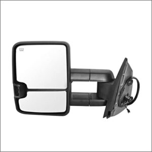 Perfit Zone Towing Mirrors Replacement Fit for 2007-2014 SILVERADO SIERRA, W/HEATED,W/AMBER SIGNAL,Clearance Lamp,CHROME (PAIR SET)