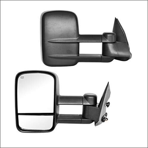 Perfit Zone Towing Mirrors Replacement Fit for 1999-2002 SILVERADO SIERRA,POWER HEATED,W/O SIGNAL,BLACK (PAIR SET)