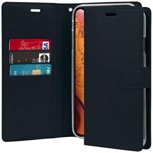 goospery blue moon wallet for apple iphone xs max case (2018) leather stand flip cover (dark navy)