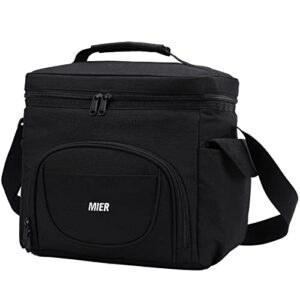 mier large lunch box for men 24 cans insulated lunch bag leakproof soft side cooler bags with multiple pockets adults big lunchbox heavy duty for work travel beach picnic office(black, 15l)