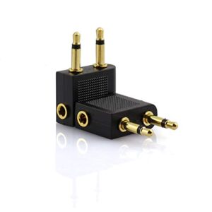 ZRM&E 2-Pack 3.5mm Airplane Headphone Audio Adapter Gold-Plated Stereo AUX Jack 2 Male to 1 Female F Splitter Airline Audio Converter