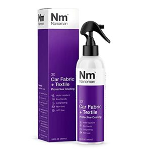 nanoman nano-technology car fabric & upholstery care - hydrophobic waterproof protector and stain guard for auto interior fabrics, seats, carpets and floor mats.