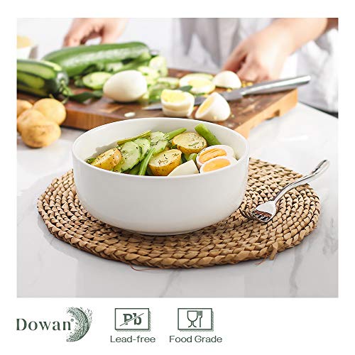 DOWAN Large Soup Bowls, 48 Ounce White Ramen Bowls for Noodles, Ceramic Bowl Set for Soup, Cereal, Dessert, Pasta, Salad, 2 Pack