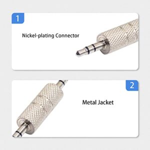 Duttek 3.5mm Male to Male Audio Adapter, Metal Silver 3 Pole 3.5mm Stereo Jack to 3.5mm Stereo Jack Adapter, 1/8 Inch Male to Male Audio Headphone Jack Coupler Connectors - 2 Pack