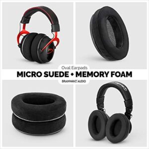 BRAINWAVZ Micro Suede Ear Pads for ATH M50X, M50XBT, M40X, HyperX, SHURE, Turtle Beach, AKG, ATH, Philips, JBL, Fostex Replacement Memory Foam Earpads & Fits Many Headphones (See List), Oval