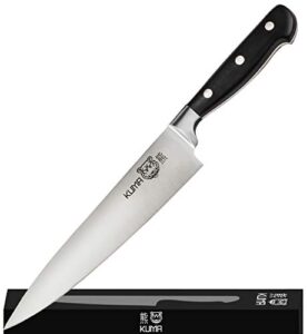 kuma multi purpose chefs knife - pro bolster edition - 8 inch blade for carving, slicing & chopping - great ergonomic handle - professional kitchen knives