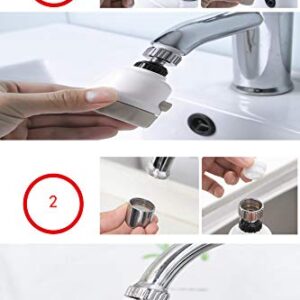 360° Rotatable Faucet Sprayer, 2pcs ABS Kitchen Saving Tap Head Movable Kitchen Sink Faucet Water Spray Three Gear Adjustable