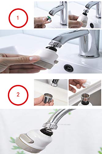 360° Rotatable Faucet Sprayer, 2pcs ABS Kitchen Saving Tap Head Movable Kitchen Sink Faucet Water Spray Three Gear Adjustable