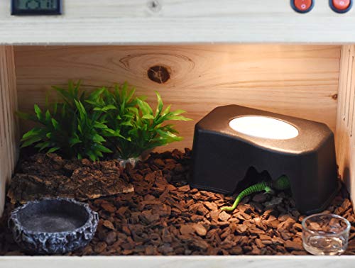 OMEM Small Reptiles Hide Caves, Climb Box Landscaping, Turtles Caves with Water Dish Suitable for Beard Dragons, Lizards, Snakes, Turtles, Spiders (Black)