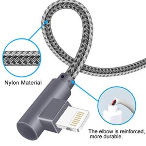 APFEN MFi Certified 10FT Lightning Cable iPhone Charger Cord 90 Degree Fast Data Cable Nylon Braided Compatible with iPhone Xs Max/XS/XR/7/7Plus/X/8/8Plus/6S/6S Plus/SE (Gray, 10FT)