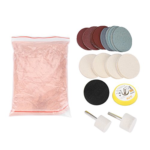 Glass Polishing Kit Scratch Removal Set 34 Pcs Deep Scratch Remover Ceric Dioxide Abrasive Discs Polish Pad Felt for Windscreen and Glass