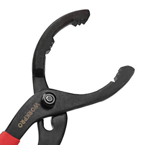 WORKPRO 12" Adjustable Oil Filter Pliers, Wrench Adjustable Oil Filter Removal Tool, Ideal For Engine Filters, Conduit, & Fittings, W114083A